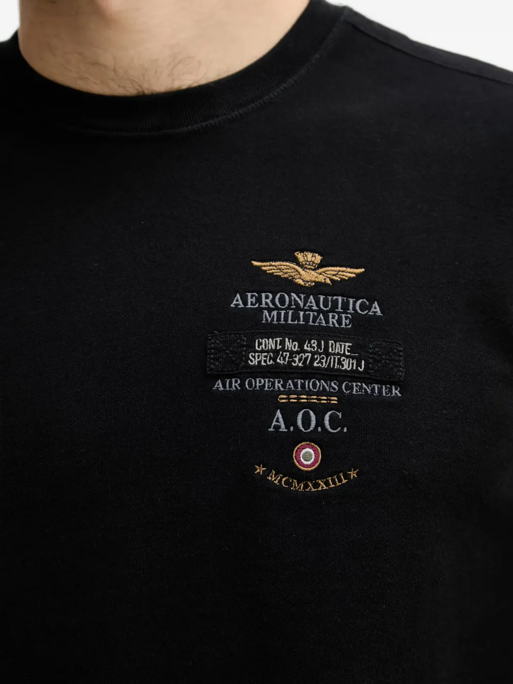 Aeronautica Militare Trui met geborduurde logopatch Zwart