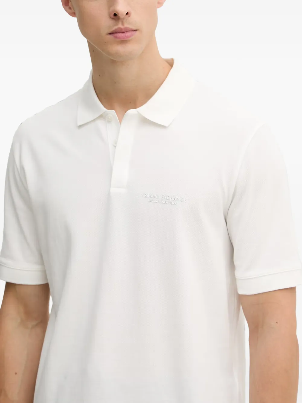 Armani Exchange Piqué poloshirt met geborduurd logo Wit