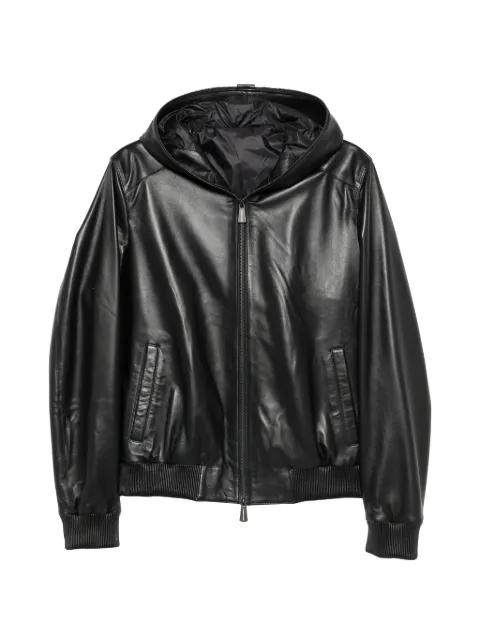 SERGIO MORETTI FIRENZE hooded leather jacket