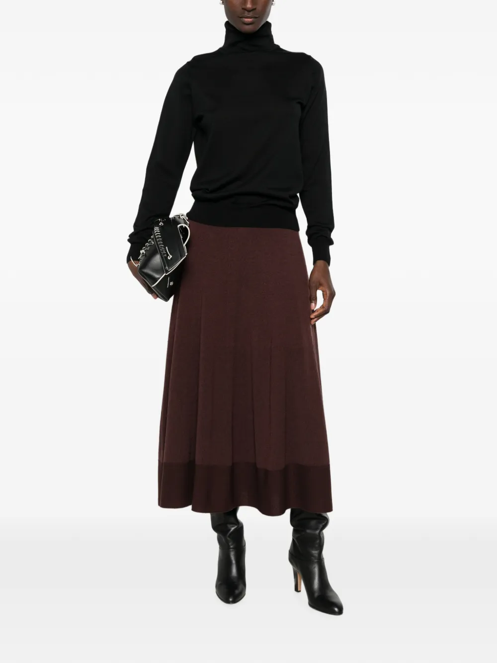 SERGIO MORETTI FIRENZE fine-knit flared skirt - Braun