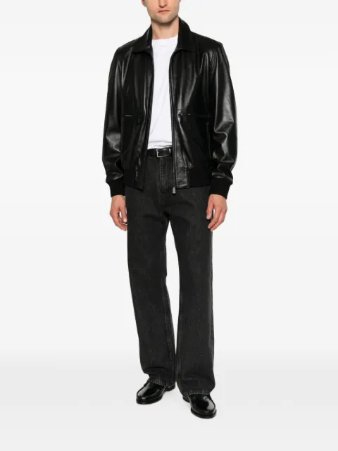 SERGIO MORETTI FIRENZE ribbed-trim leather jacket