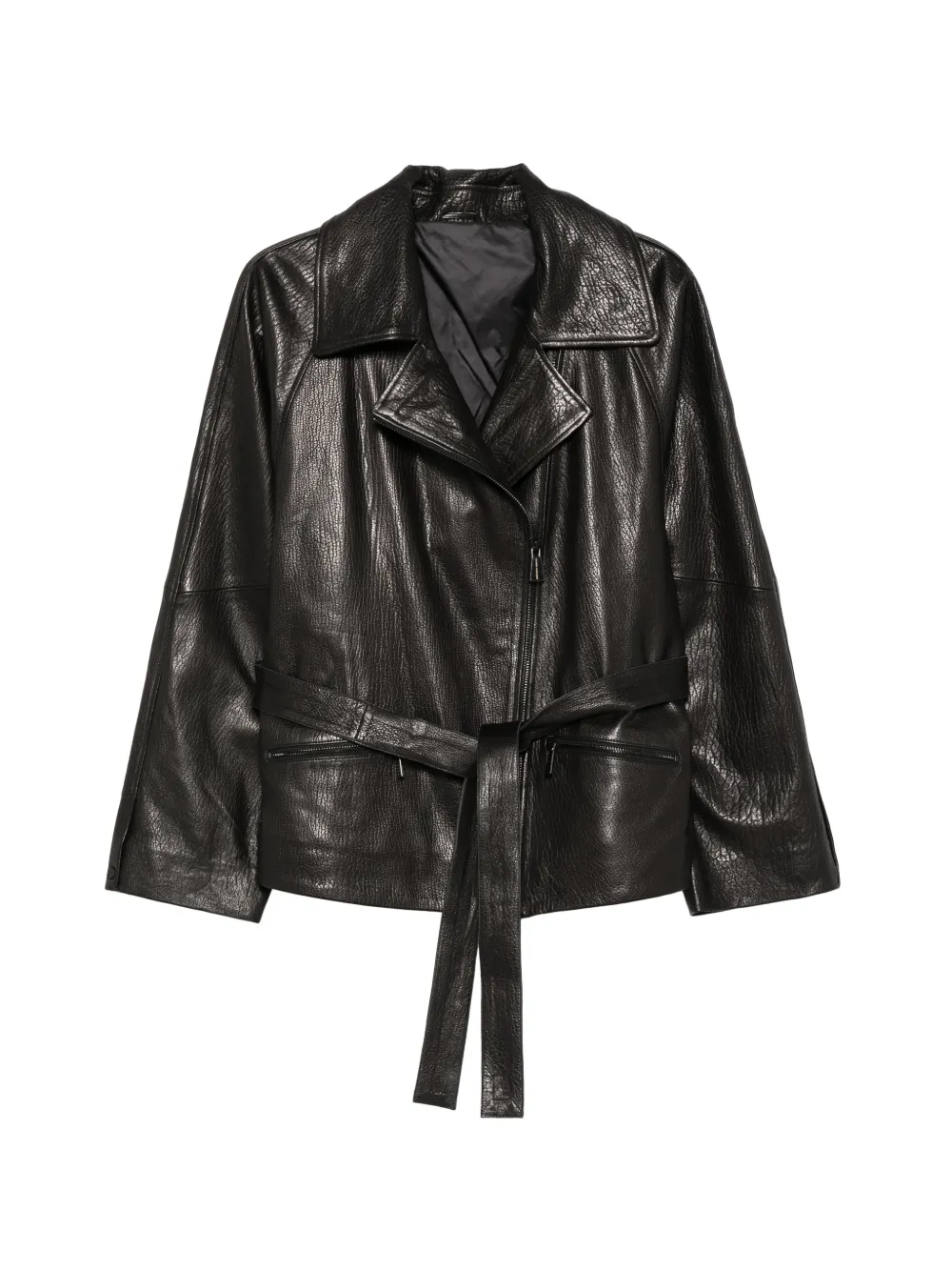 ADRIANNA FERETTI belted leather jacket - Nero