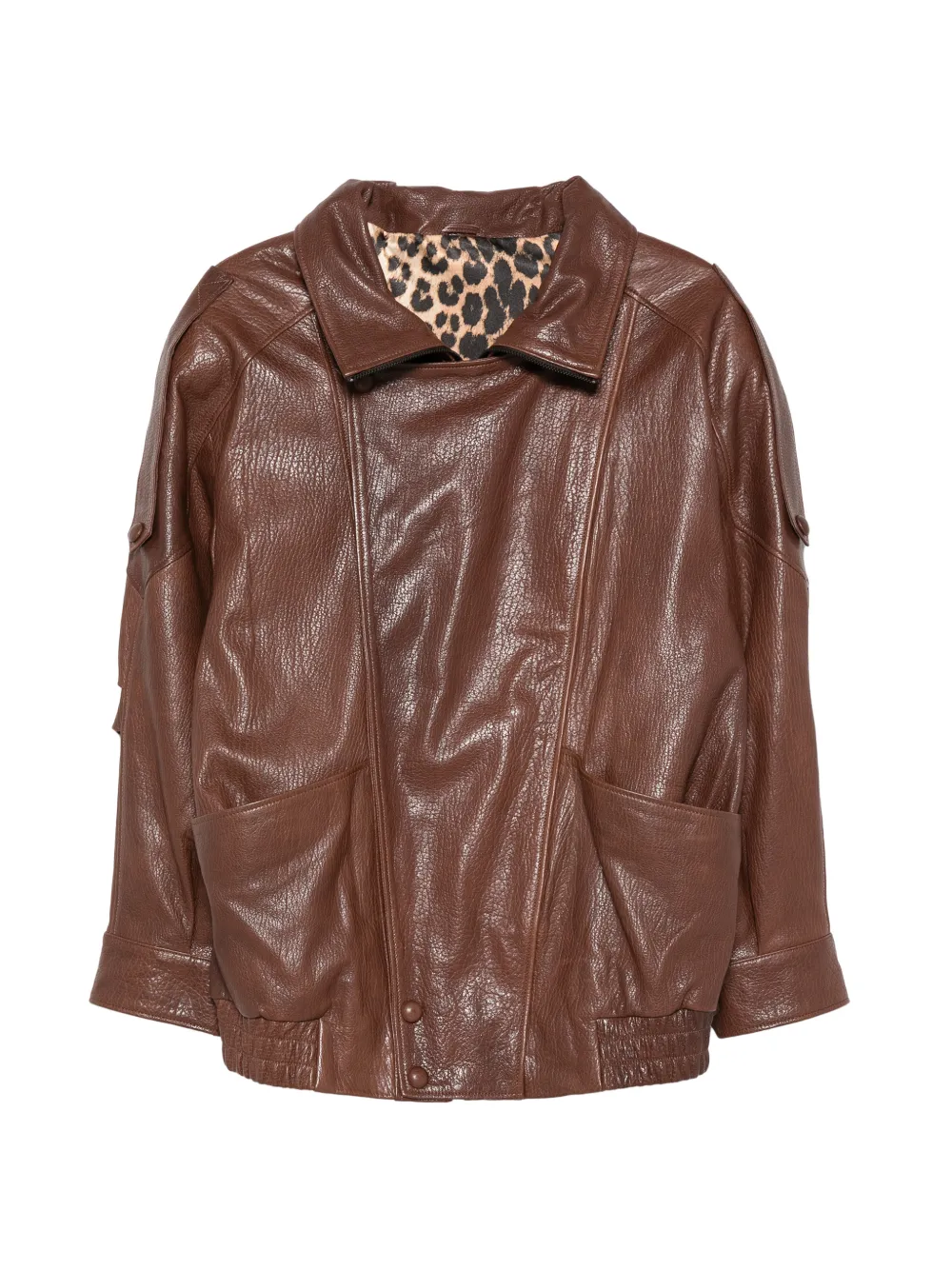 ADRIANNA FERETTI zip-up leather jacket - Marrone
