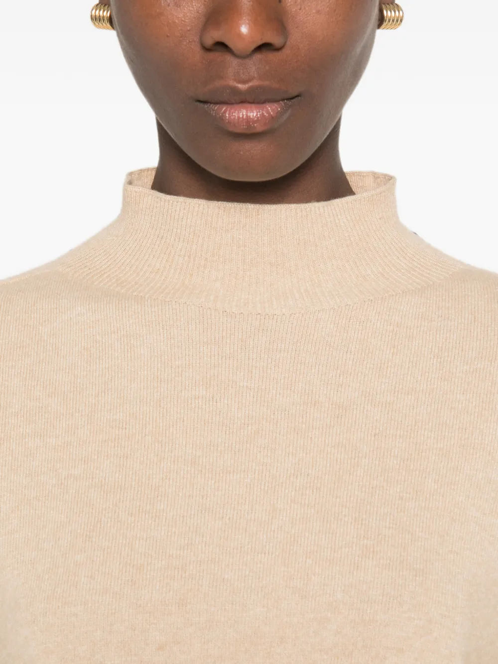 SERGIO MORETTI FIRENZE Trui met geribbelde afwerking en opstaande hals Beige
