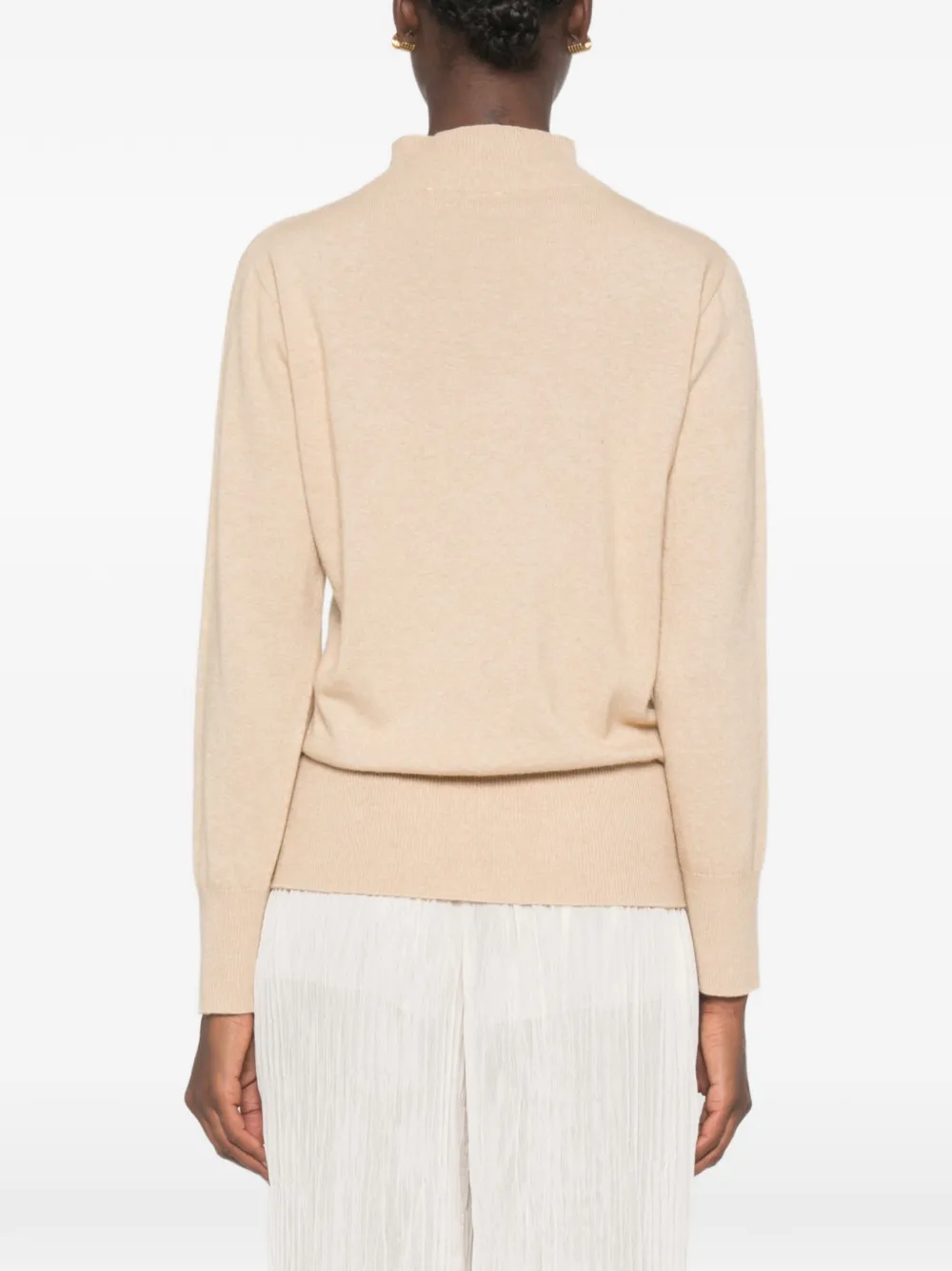 SERGIO MORETTI FIRENZE Trui met geribbelde afwerking en opstaande hals Beige