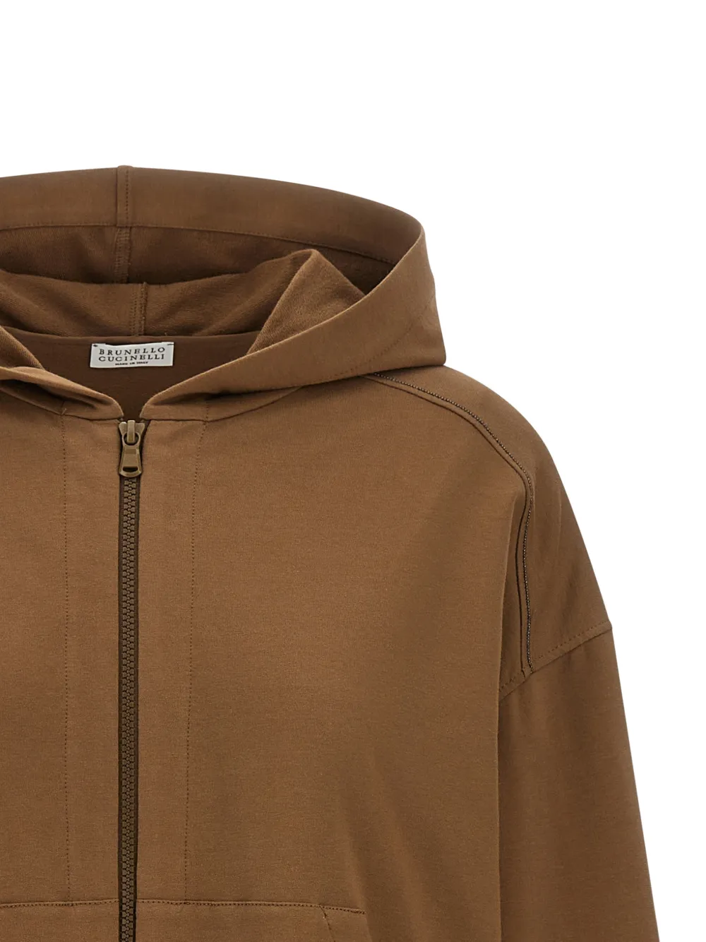Brunello Cucinelli Hoodie met rits Bruin