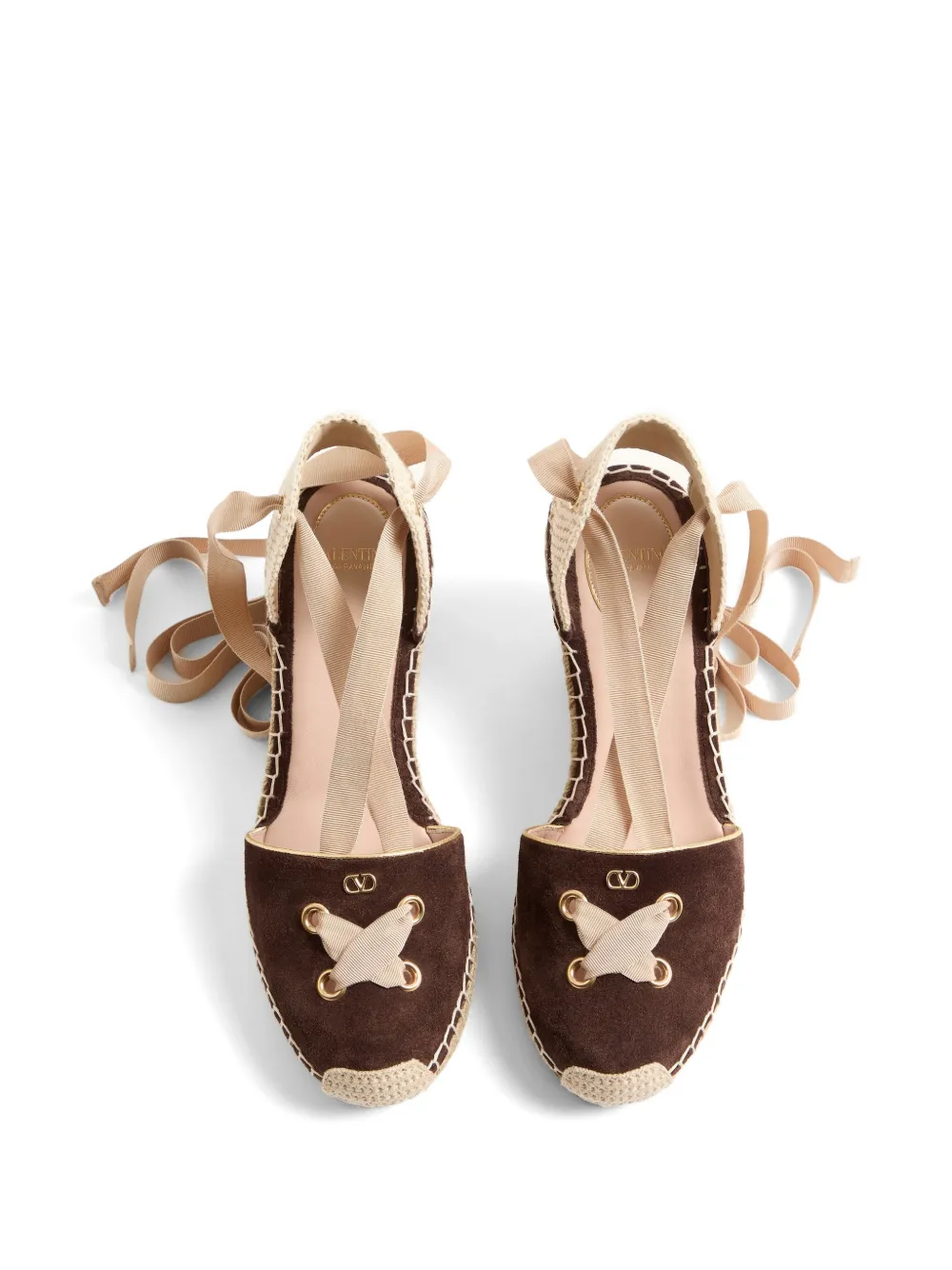 Valentino Garavani Resort wedges in split leather 75mm Bruin