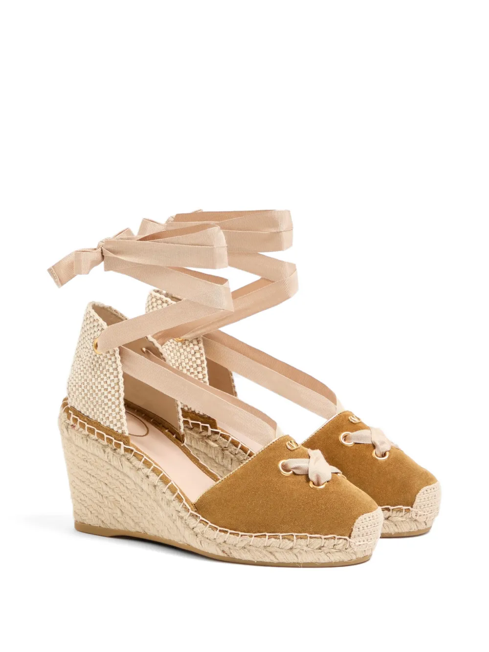 Valentino Garavani Resort wedges in split leather 75mm Bruin