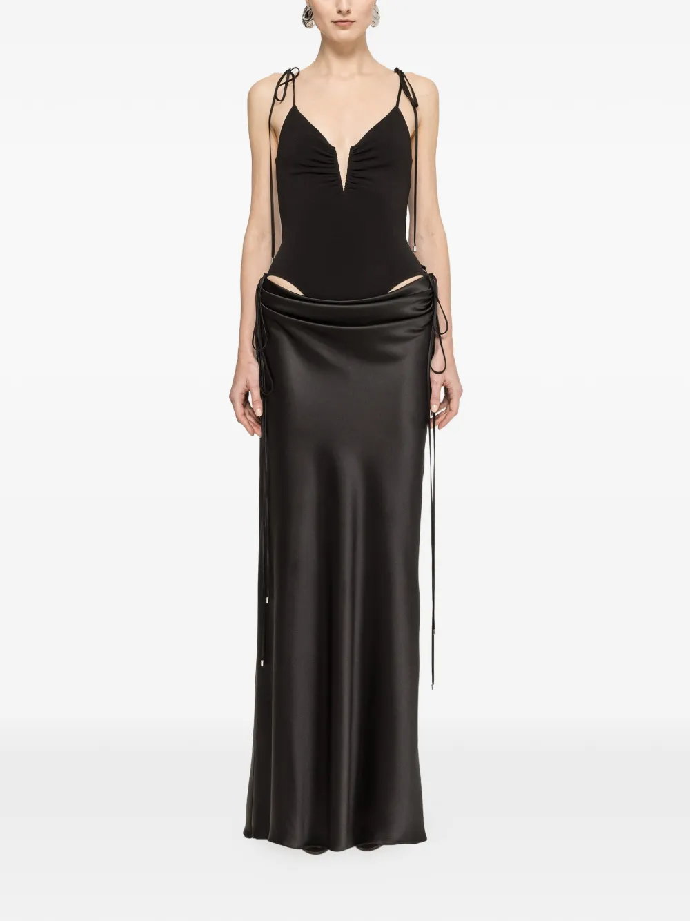 NISSA draped satin maxi dress - Nero