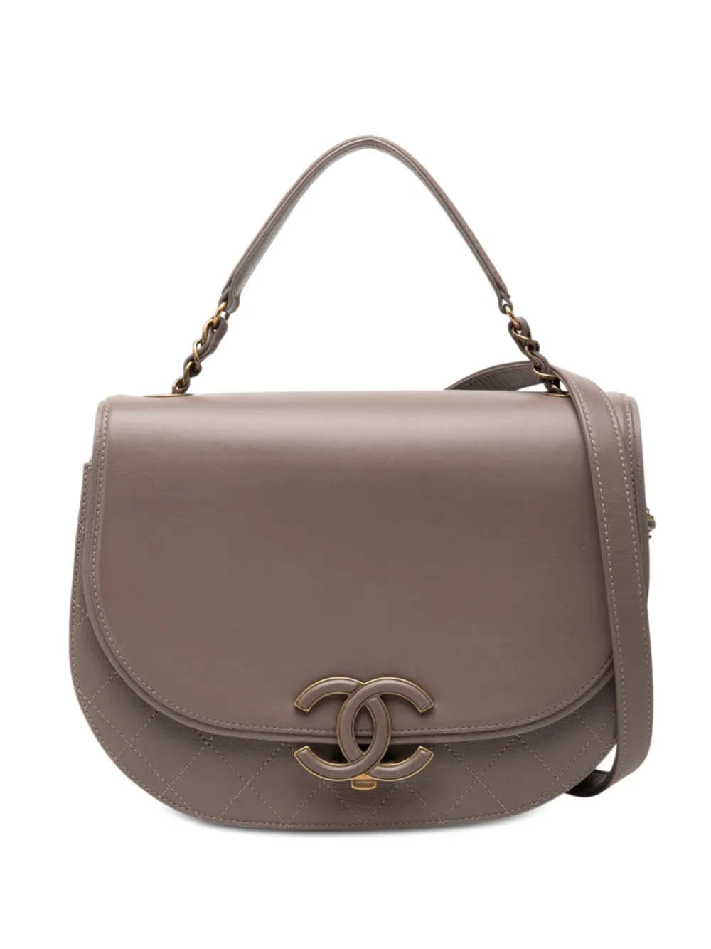 CHANEL Pre-Owned 2017-2018 Medium Shiny Calfskin and Quilted Goatskin Coco Curve Flap satchel - Marrone