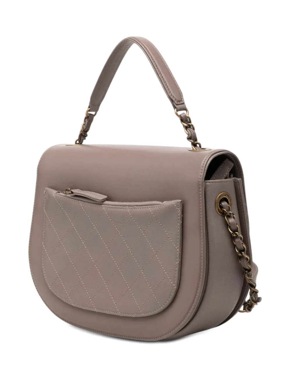  Chanel Pre-owned 2017-2018 Medium Shiny Calfskin And Quilted Goatskin Coco Curve Flap Satchel - Marrón 