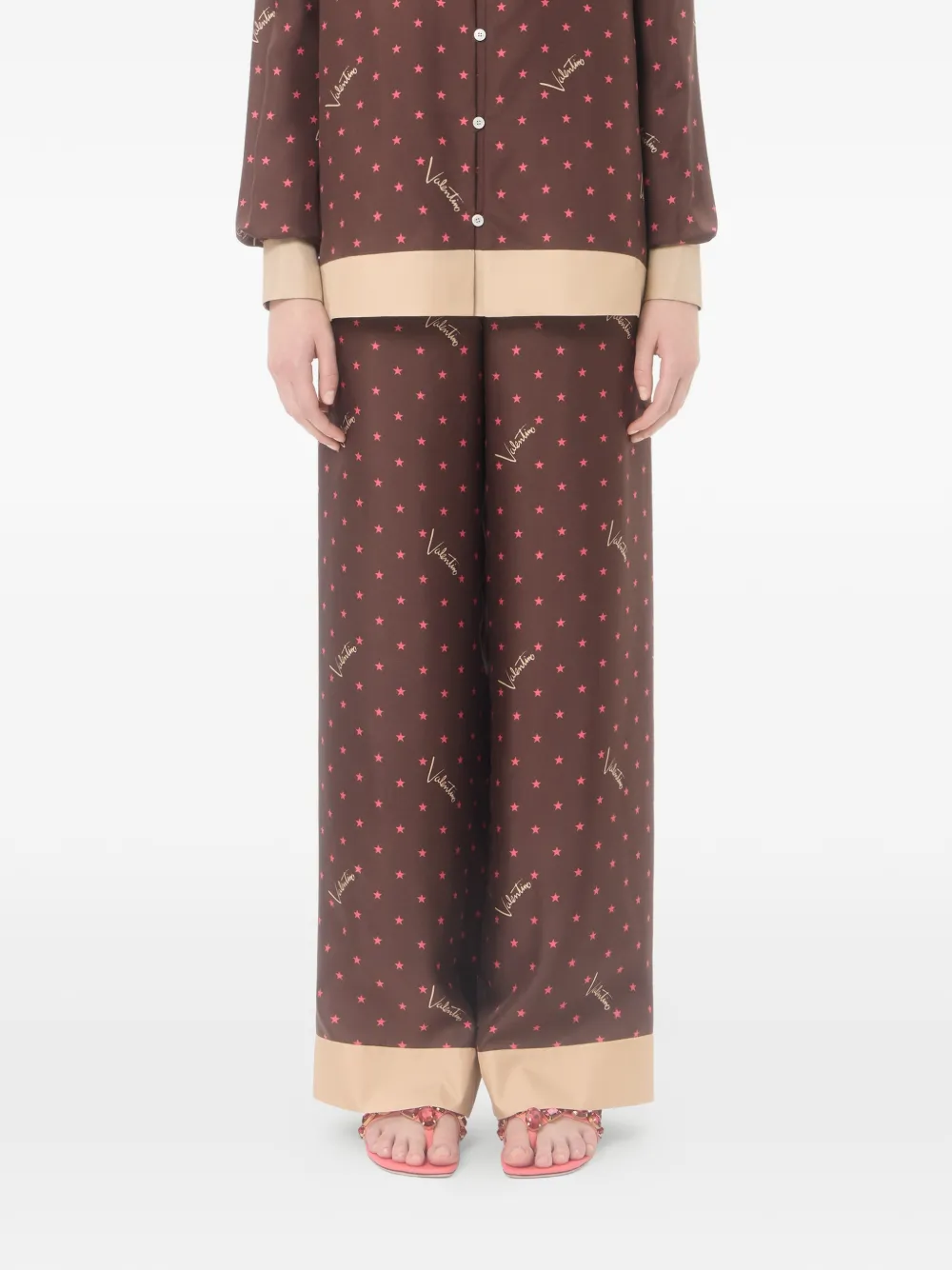 Valentino Garavani Stelline Firma Starry twill broek Bruin