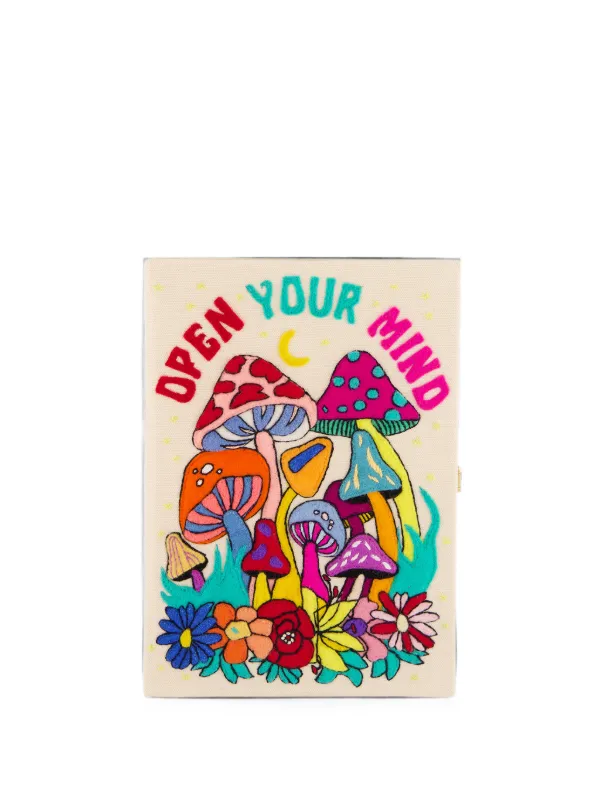 Olympia Le-Tan Open Your Mind Embroidered Book Clutch Bag in Neutrals