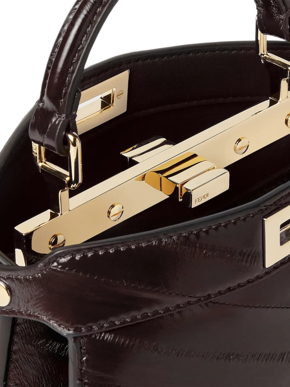 FENDI Petite Peekaboo ISeeU leren shopper Bruin