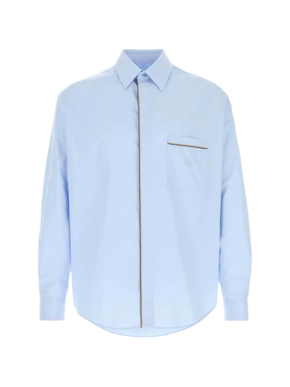 FENDI piping-detail cotton shirt - Blu