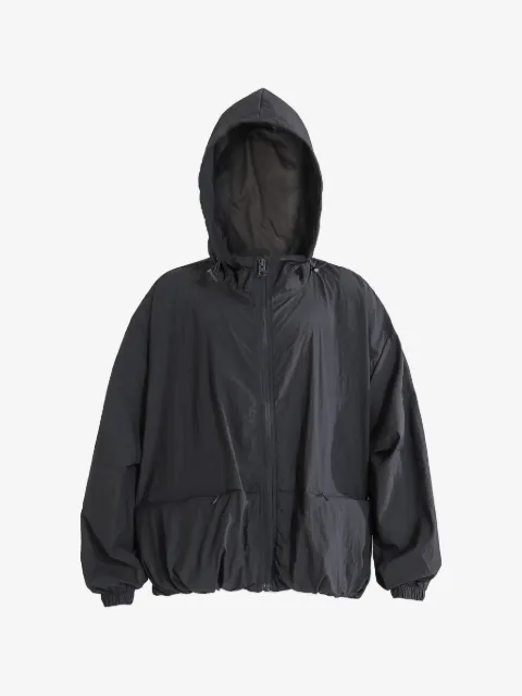 Moustache hooded zip-up windbreaker