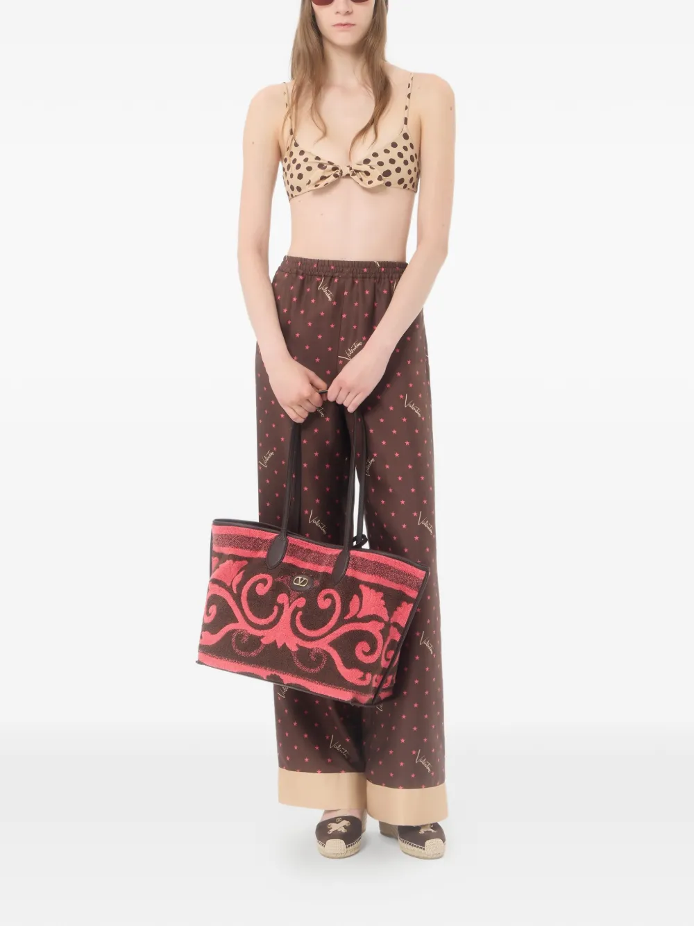 Valentino Garavani Plus de Pois Dalmata lycra badpak met stippen Beige