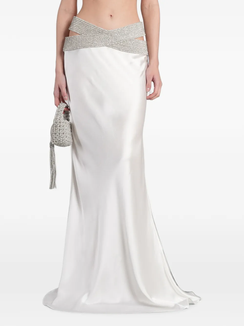 Nuè crystal-embellished cut-out skirt - Weiß