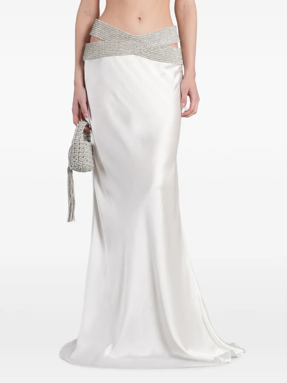 Nuè crystal-embellished cut-out skirt - Bianco