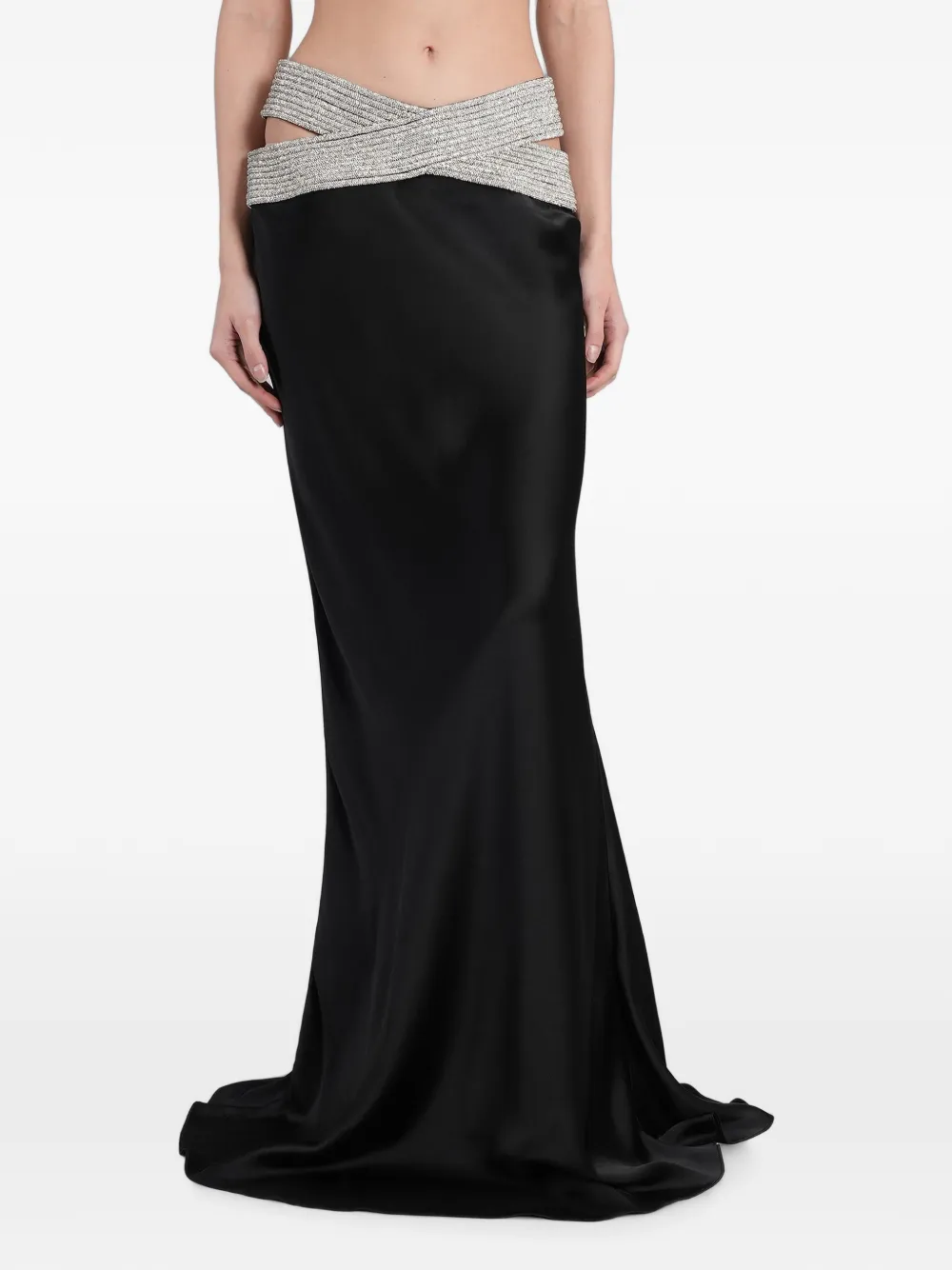 Nuè crystal-embellished cut-out skirt - Black
