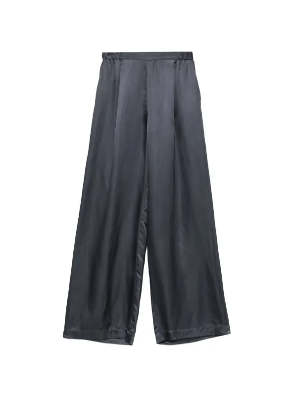 Carine Gilson Satin Wide-leg Trousers in Grey