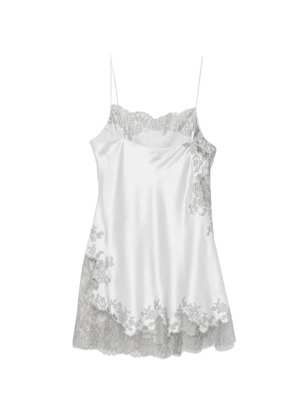 Carine Gilson Lace-trim Silk Nightdress in Grey, view 2
