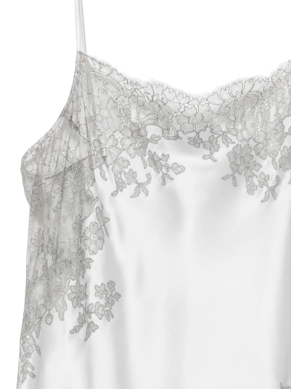 Carine Gilson Lace-trim Silk Nightdress in Grey, view 3
