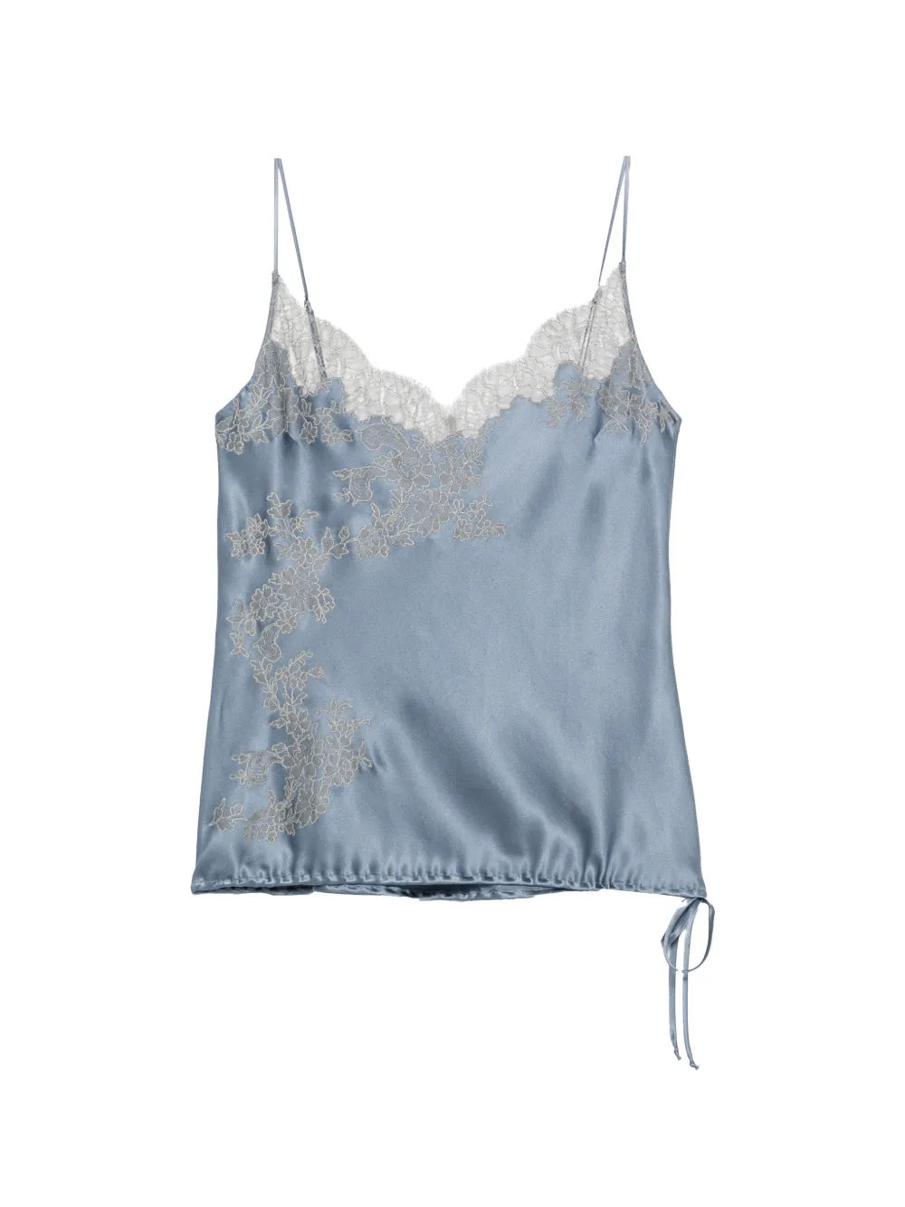 Carine Gilson Camisole-Bluse aus Satin mit Spitzenbesatz - Blau