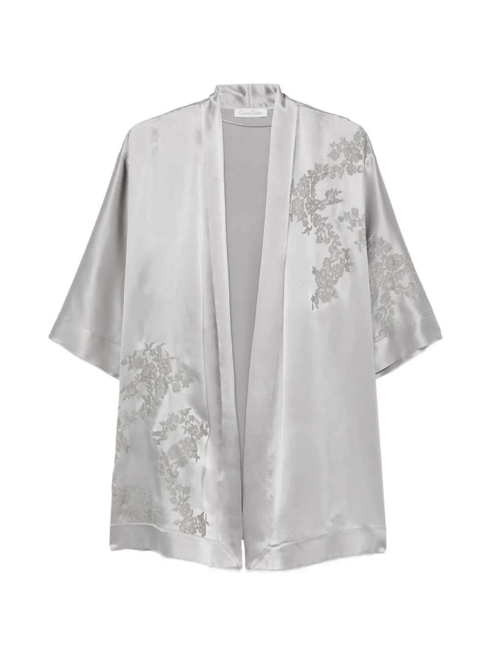 Carine Gilson Kimono con rifinitura in pizzo - Grigio