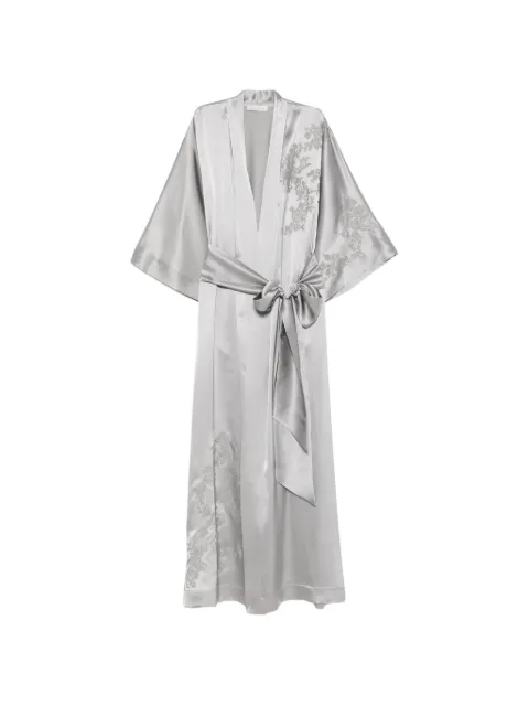 Carine Gilson robe de chambre en soie à bordure en dentelle