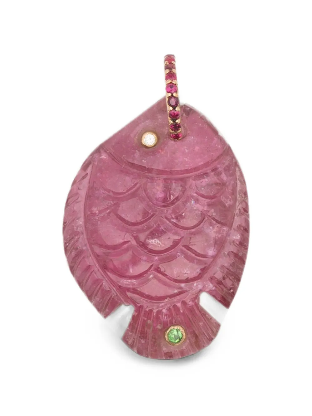 Violette tourmaline and diamond fish pendant