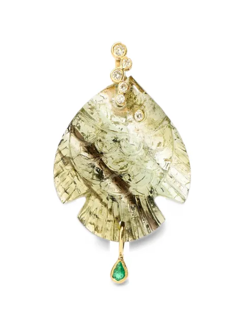 Violette medium tourmaline diamond and emerald fish pendant
