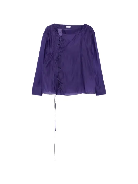 Ferragamo lace-up sheer blouse