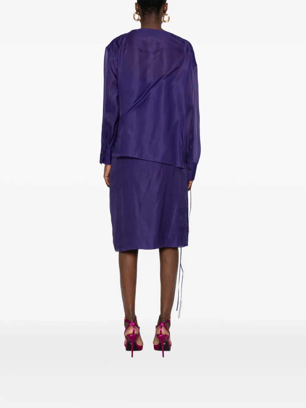 Ferragamo Organza blouse with string-tie detail Paars