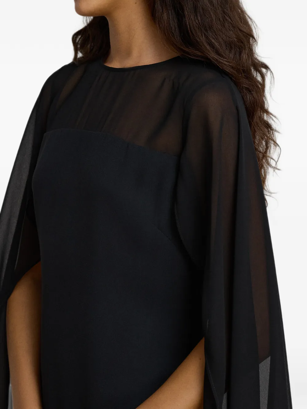 Lauren Ralph Lauren Georgette mini-jurk met cape Zwart