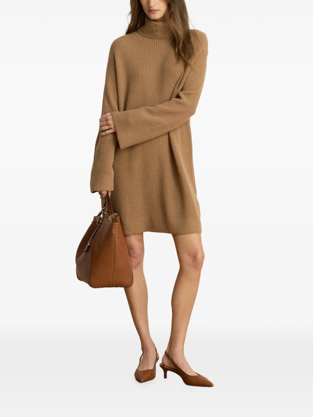 Lauren Ralph Lauren Mini-jurk met col en stiksel Bruin