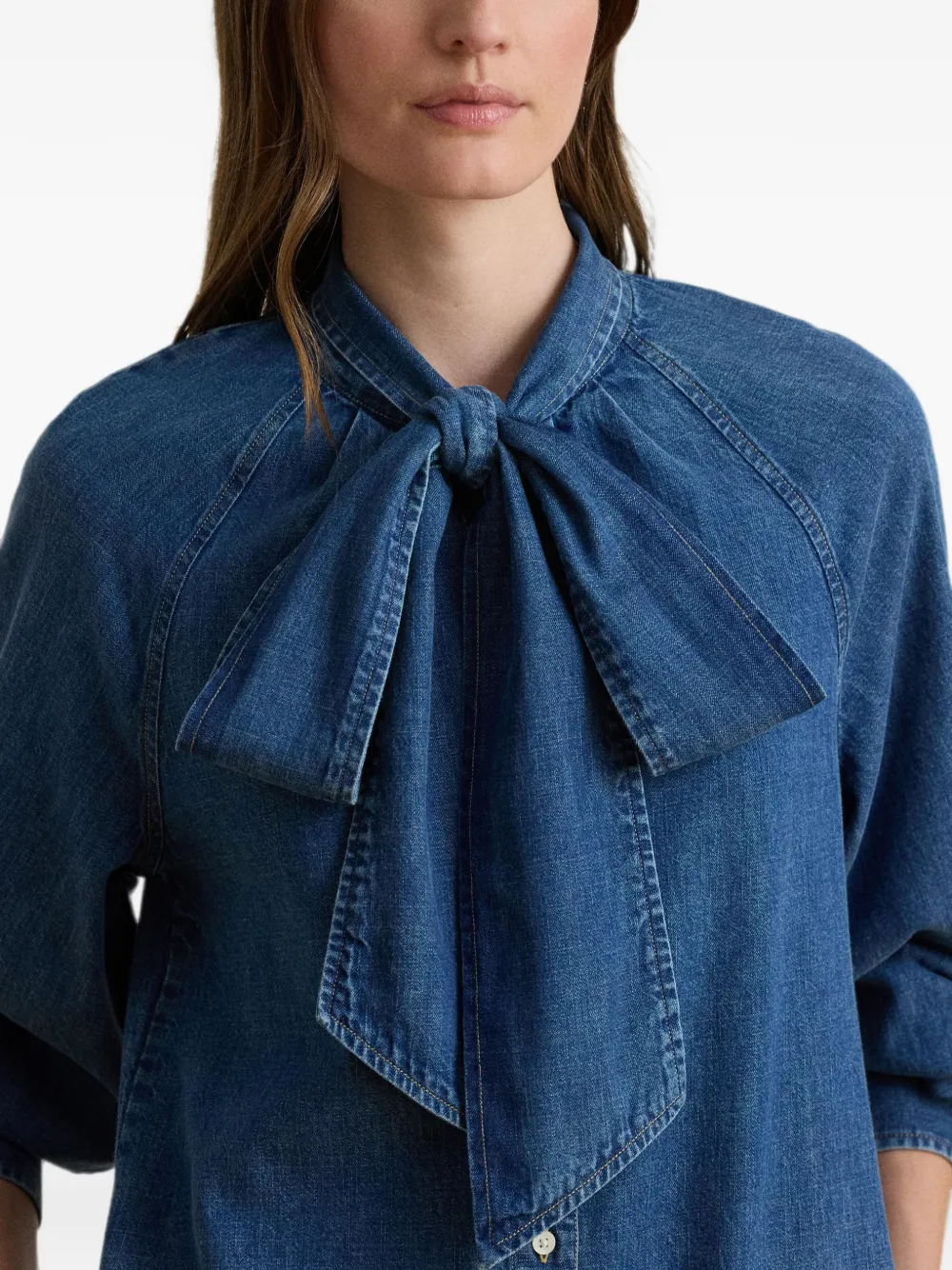 Lauren Ralph Lauren Midi-jurk met gestrikte hals Blauw