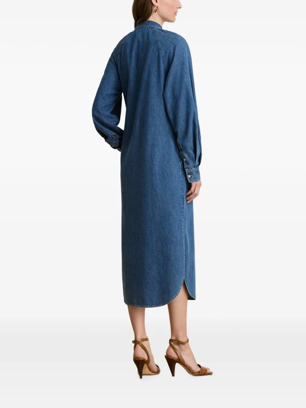 Lauren Ralph Lauren Midi-jurk met gestrikte hals Blauw