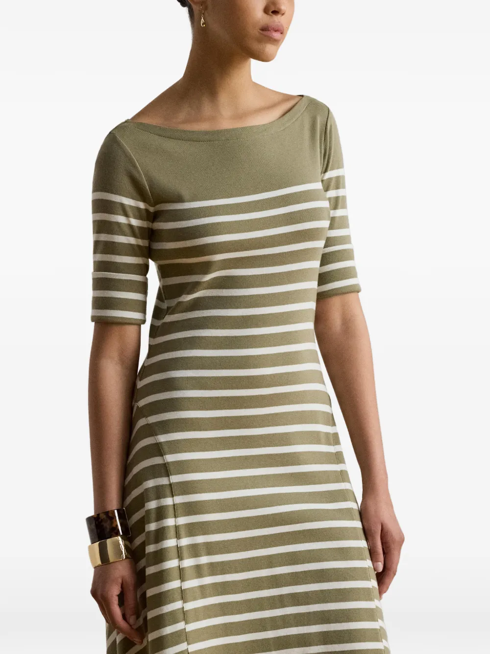 Lauren Ralph Lauren Gestreepte midi-jurk Groen