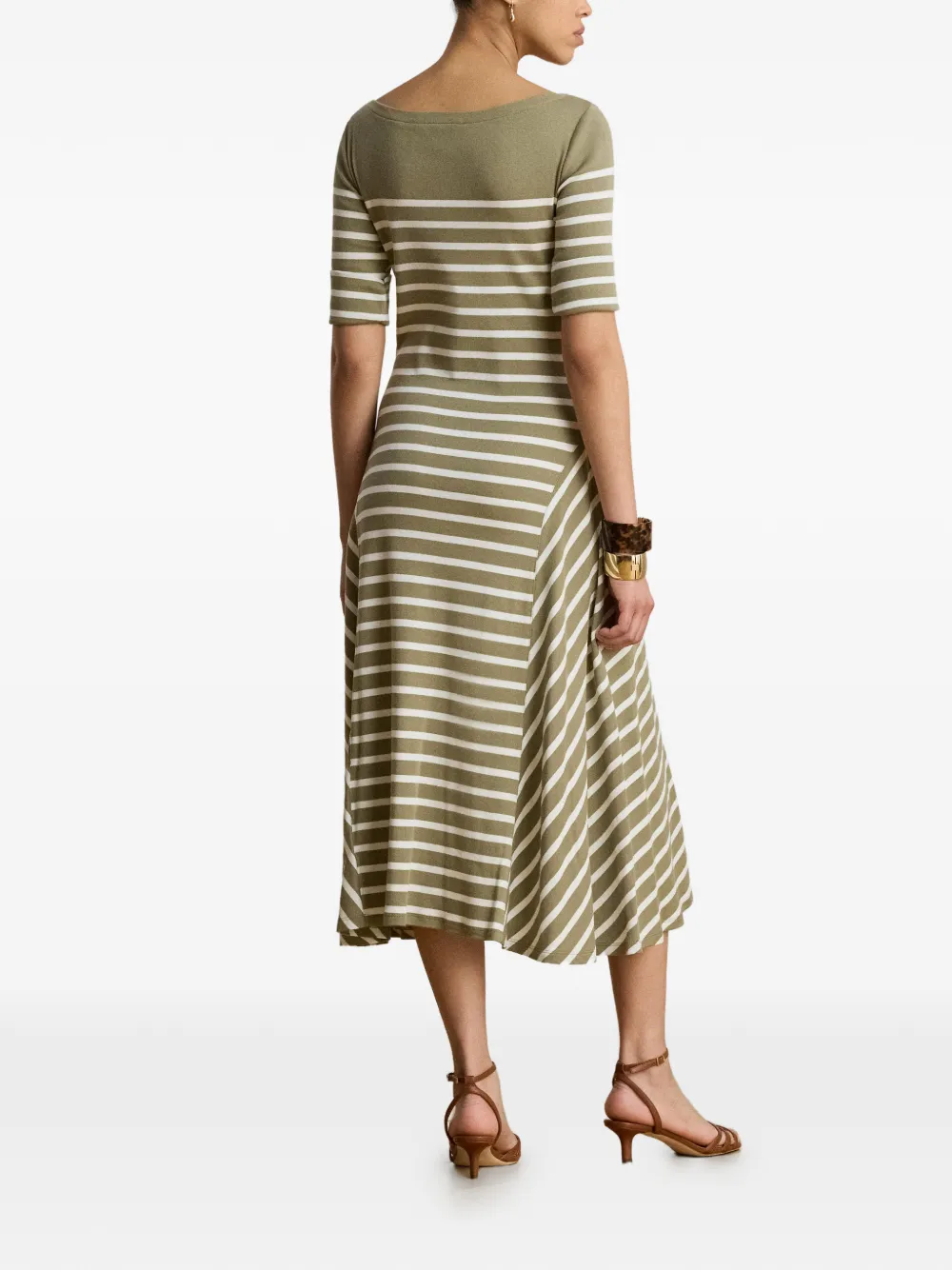 Lauren Ralph Lauren Gestreepte midi-jurk Groen
