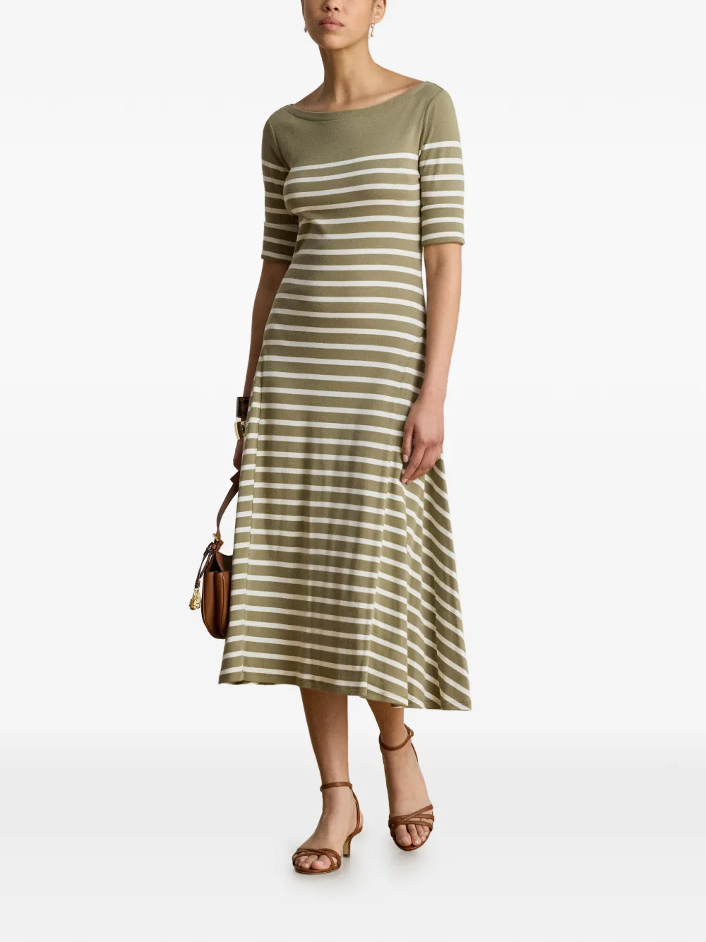 Lauren Ralph Lauren Gestreepte midi-jurk Groen