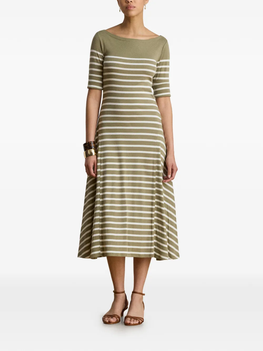 Lauren Ralph Lauren Gestreepte midi-jurk Groen