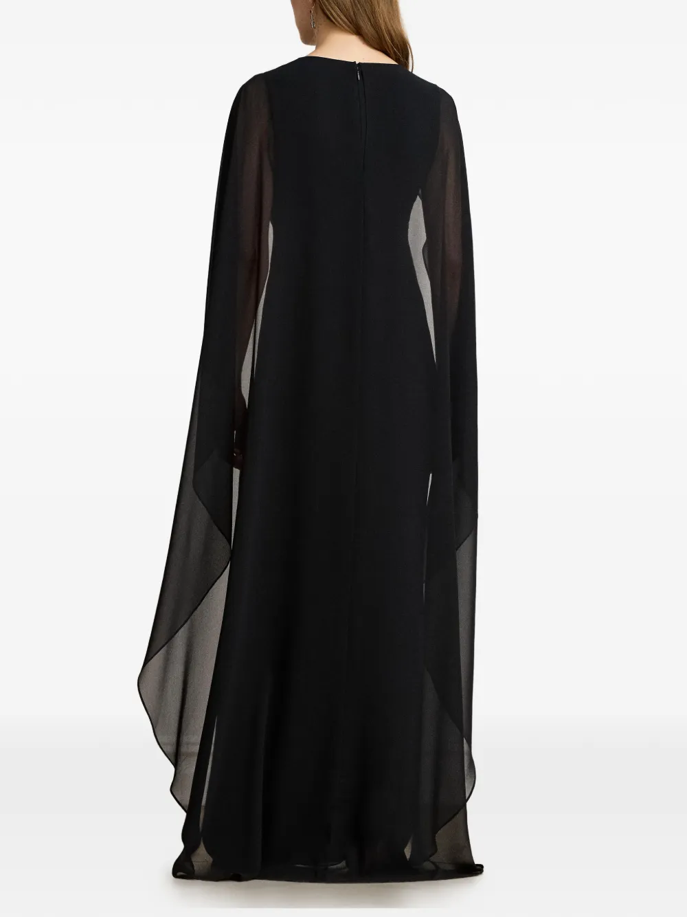 Lauren Ralph Lauren Avondjurk met cape overslag Zwart