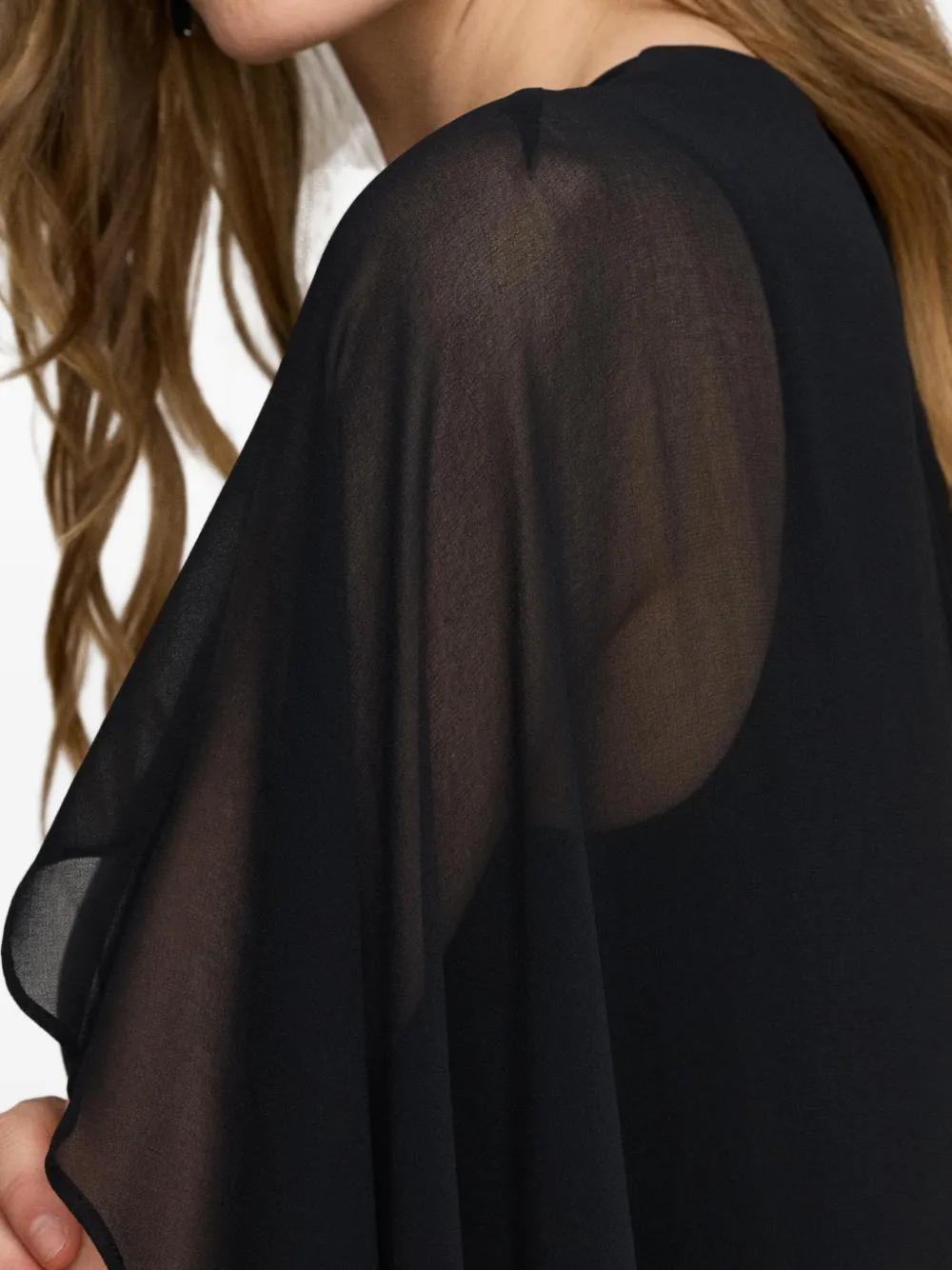 Lauren Ralph Lauren Avondjurk met cape overslag Zwart