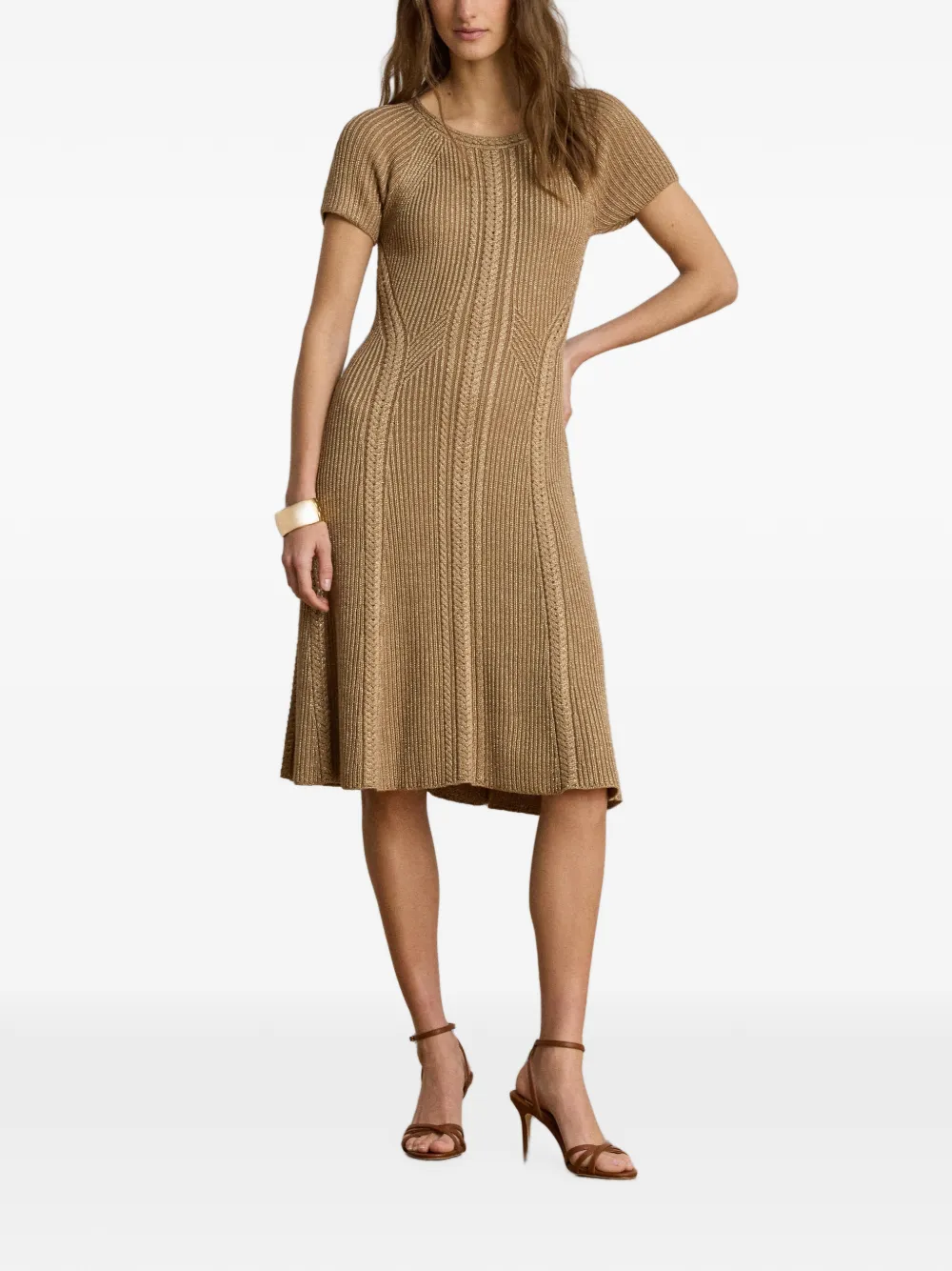 Lauren Ralph Lauren Kabelgebreide midi-jurk Beige