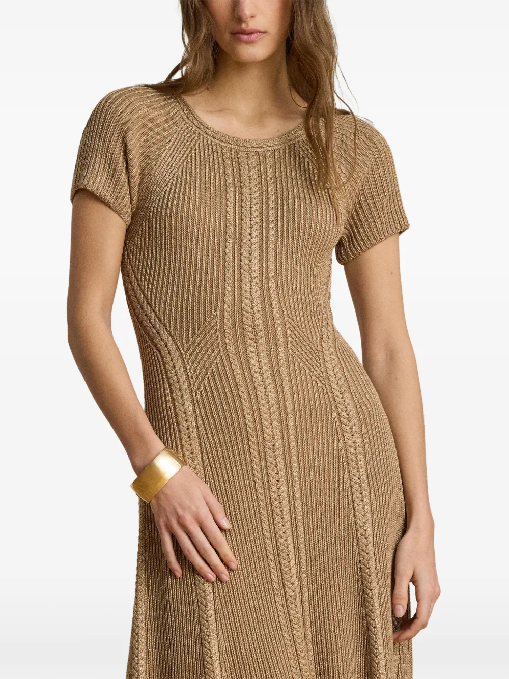 Lauren Ralph Lauren Kabelgebreide midi-jurk Beige