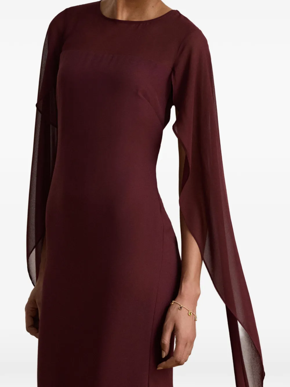 Lauren Ralph Lauren Georgette avondjurk met cape Rood