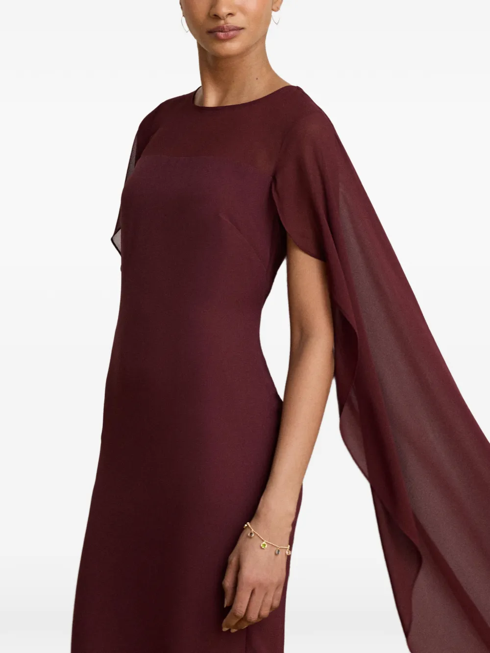 Lauren Ralph Lauren Georgette avondjurk met cape Rood