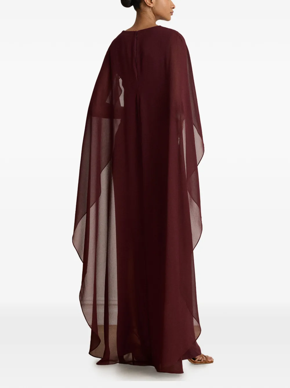 Lauren Ralph Lauren Georgette avondjurk met cape Rood