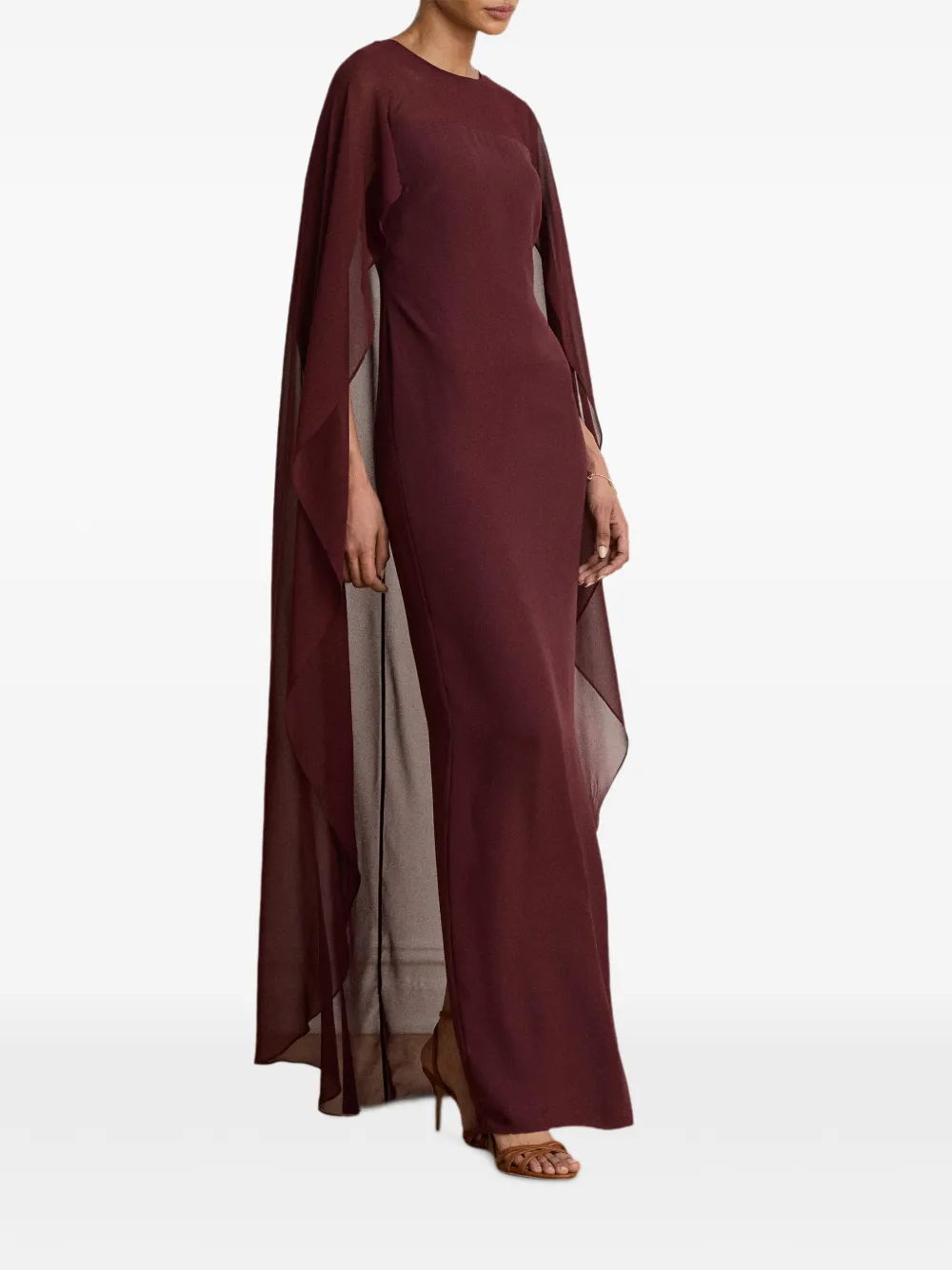 Lauren Ralph Lauren Georgette avondjurk met cape Rood